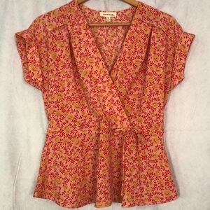 Monteau Los Angeles Crop Top Orange White Floral Size X-Large
